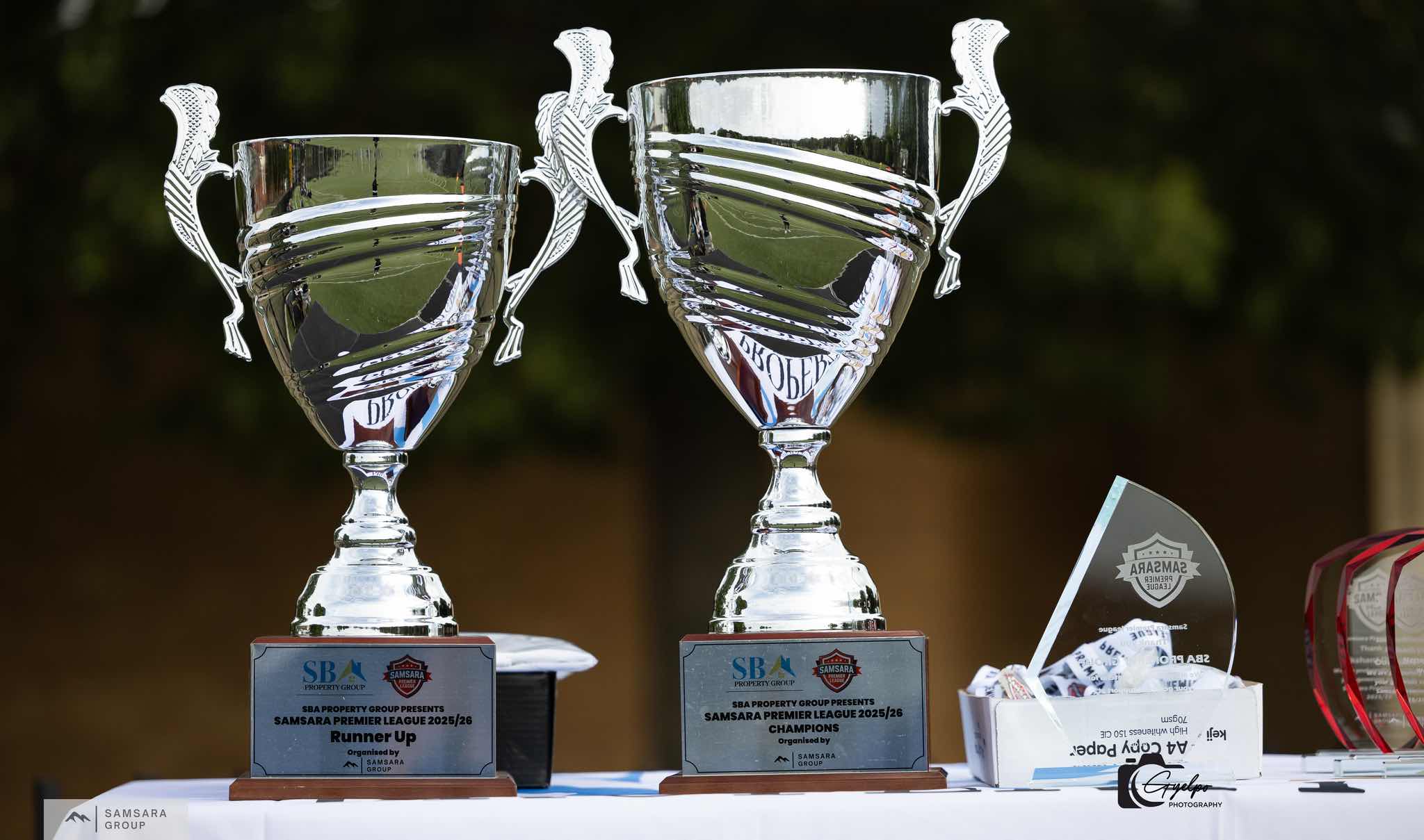The championship trophies